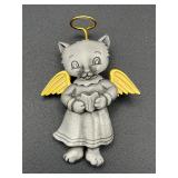 Vintage JJ Angel Kitty Pin: Two-Tone Cat Brooch