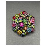 Vintage marked Hollycraft rhinestones brooch