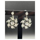 Vintage Rhinestone Flower Earrings: Screw Backs