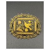 vintage damascene brooch pin.