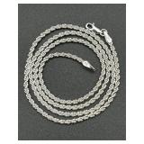Marked 925 Italy silver rope chain necklace.