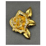 Vintage gold tone rise flower Avon brooch pin