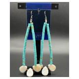 Long Handmade Southwestern Turquoise dangling earr