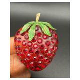 Vintage Lucite Forbidden Fruit STRAWBERRY brooch