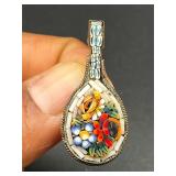 vintage Italian micromosaic mandolin brooch