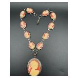 Cameo pendant necklace. Fold over clasp.