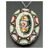 Vintage micro mosaic pendant. Marked made Italy