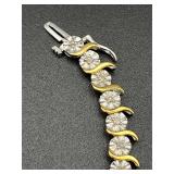 Two tone tennis bracelet. Marked 925. Untested.