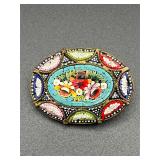 Vintage micro mosaic, made in Italy brooch pin.