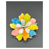 Vintage marked Sarah Cov colorful flower brooch