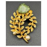 Lisner gold-tone brooch laurel leaf