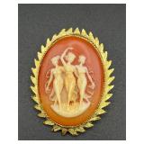 vintage Dodds Cameo Brooch- Three Graces