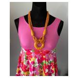 Vintage large orange color necklace.
