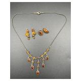 925-marked  necklace, earrings, pendants set