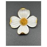 vintage Crown Trifari Dogwood Flower Brooch Pin
