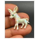 iridescent enamel donkey figural brooch pin