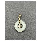 Vintage marked 14K/585. disc longevity pendant.