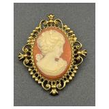 Vintage Avon cameo locket brooch pin.