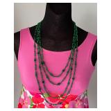 Extra Long Emerald Green  Bead necklace