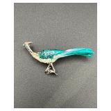vintage figural bird brooch, peacock, pheasant.