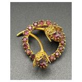 vintage gold-tone circle brooch Pin.