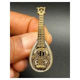 vintage Spanish Damascene mandolin brooch pin.