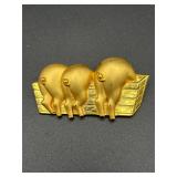 vintage Jonette (JJ) , 3 Pigs, brooch pin.