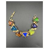 Vintage bracelet, geometric triangular cabochons