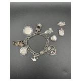 Vintage souvenir charm bracelet. Clasp marked 925.