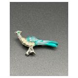 vintage small bird brooch, peacock, pheasant.