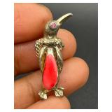 Vintage bird or penguin brooch pin