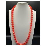 Orange Crackle Gumball Bead style Necklace
