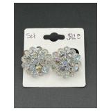 vintage aurora borealis clip on earrings