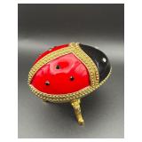 Vintage Bejeweled Ladybug Egg Trinket Box