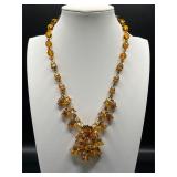 Vintage W German Style Amber color Glass Necklace