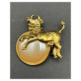 vintage cow with bell brooch pin