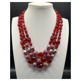 Vintage tripple strand glass beads necklace