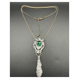 Art deco style necklace with dangling tassel
