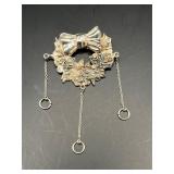 Vintage marked 925 Floral Wreath Brooch Pin.