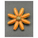 Vintage Jeanne flower brooch pin.