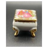 vintage footed porcelain trinket box