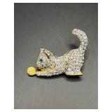 crystal cat brooch