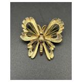 Gold tone butterfly brooch pin