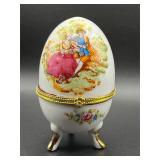 porcelain egg trinket box ï¿½hand paint Limogesï¿½