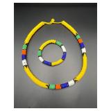 Handmade Zulu beaded necklace and bracelet set