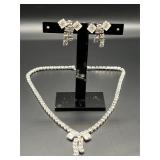 Vintage rhinestone necklace screwback earrings