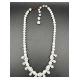 Vintage white beads necklace. Hook marked Germany