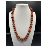 Necklace ribbed pumpkin shape  fishhook clasp
