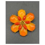 gold-tone floral brooch Pin