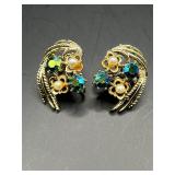 Vintage Coro earrings. AB and faux pearls.